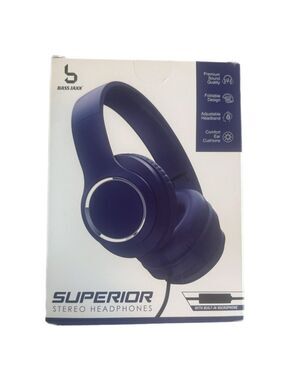 Bass Jaxx Superior Stereo Over-Ear Headphones with Microphone - Navy Blue NIB